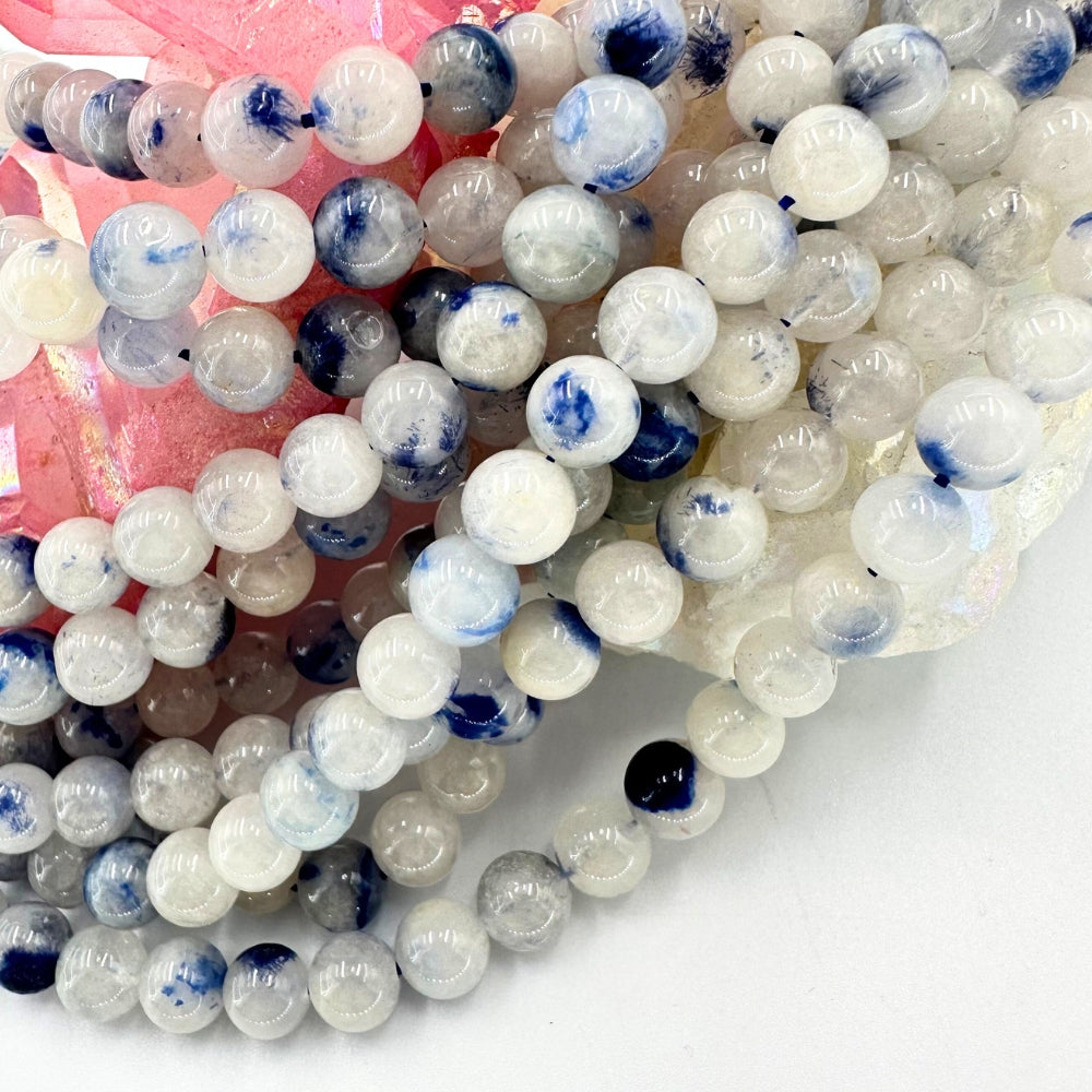 cloud dumortierite, 6mm, round, glossy, 1 strand, 16 inches, approx. 65 beads.