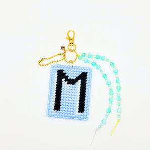 Block Initial Letter Keychain Bag Charm DIY Canvas Kit - Soft Cloud