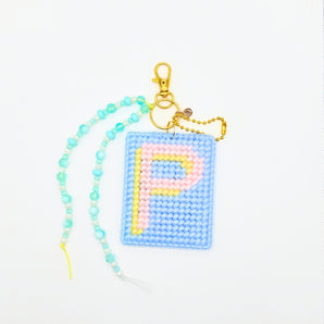 Block Initial Letter Keychain Bag Charm DIY Canvas Kit - Morning Rose