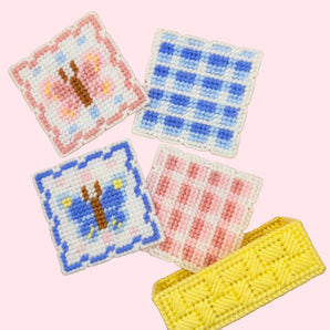 Whimsical Joy Coaster DIY Canvas Kit - Butterfly Garden
