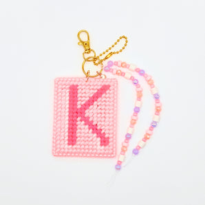 Block Initial Letter Keychain Bag Charm DIY Canvas Kit - Strawberry Field