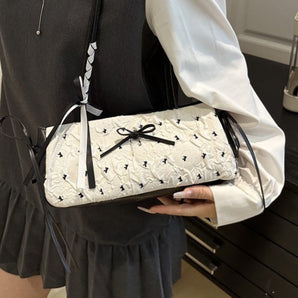 Elongated Bow Bag - White