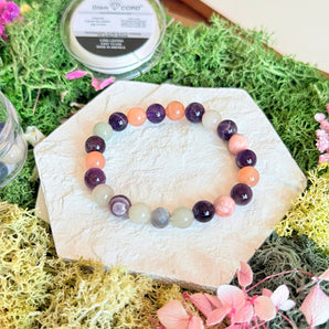 Lavender Bloom Bracelet Making Kit(AAA Sunstone + Amethyst + Flashy Labradorite)