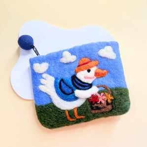Handmade Felted Wool Mini Bag - Goose