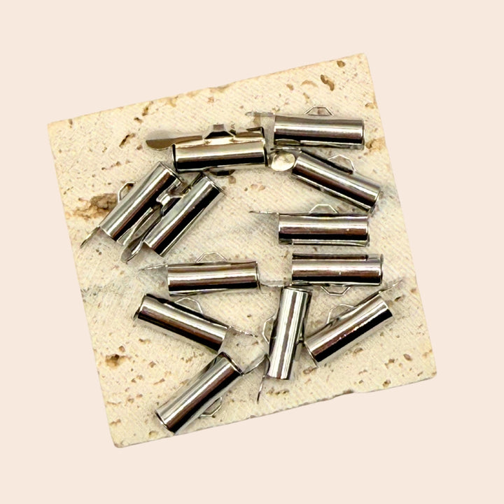 Multi-Strand Slide On End, Sterling Silver Plated Brass, 14mm x 5mm, Hole Size 2mm, Sold as 30 per set.